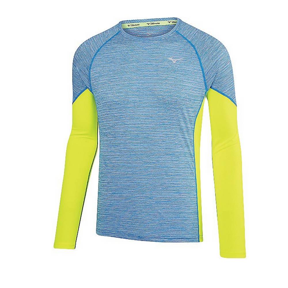 Mizuno Alpha Long Sleeve Férfi Futópóló Kék/Sárga UWP174850